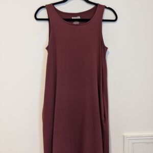 Wool& -  XS Plum Camellia Sleeveless Tank Dress with Pockets! - Merino Wool